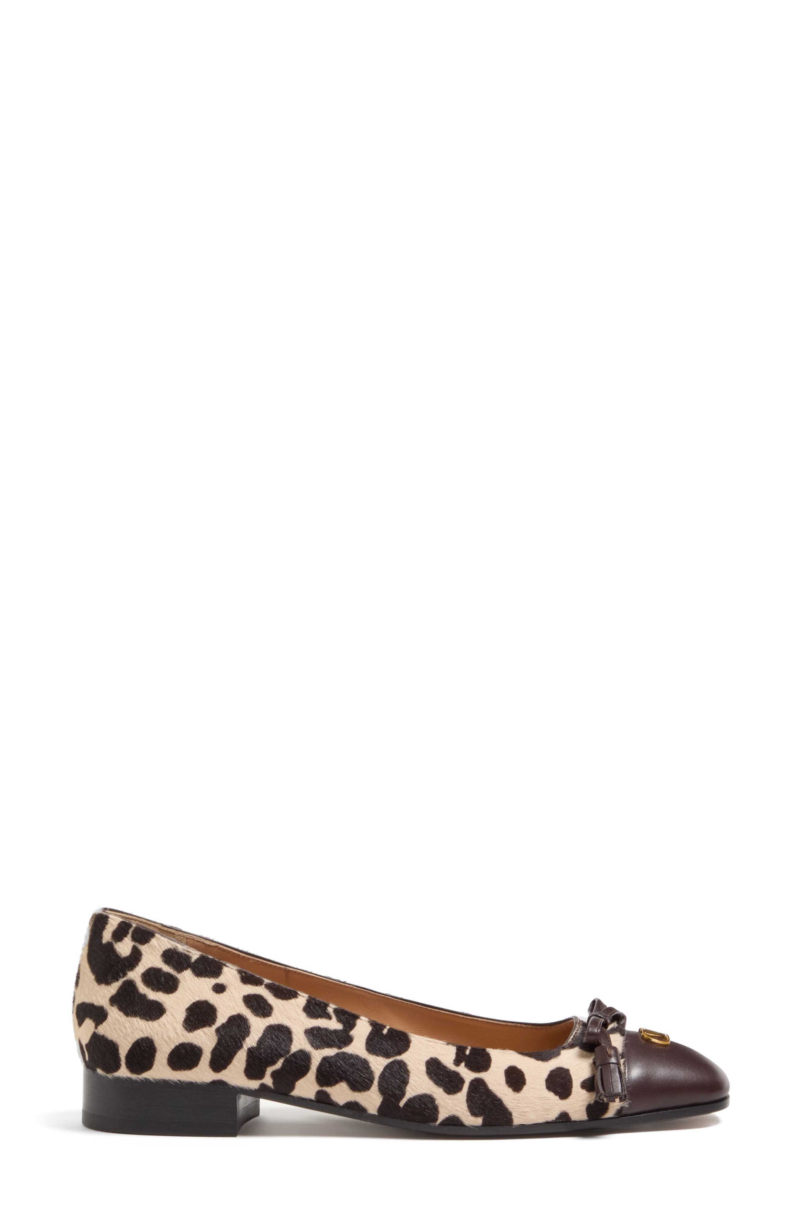 Valentino Garavani Valet du Roi Genuine Calf Hair Ballet Flat in Natural Print Calf Hair/Brown at No - 4