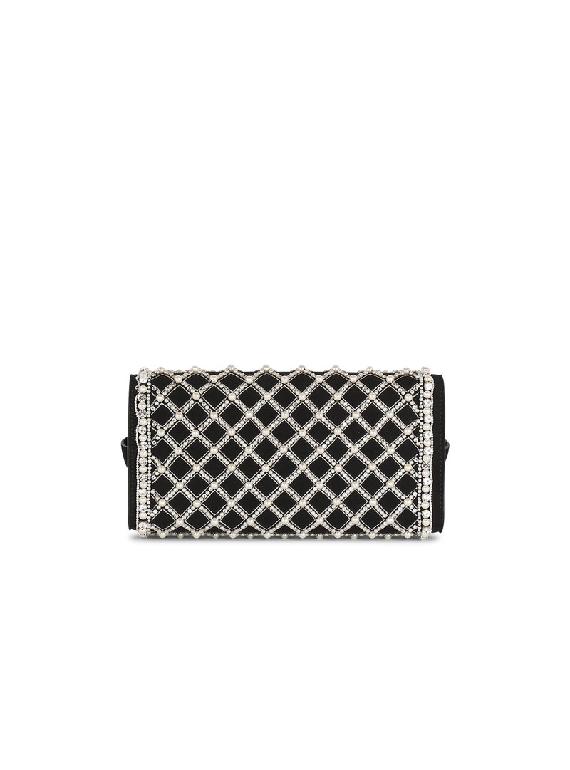 Suede and embroidered pearl B-Buzz 23 clutch bag 4