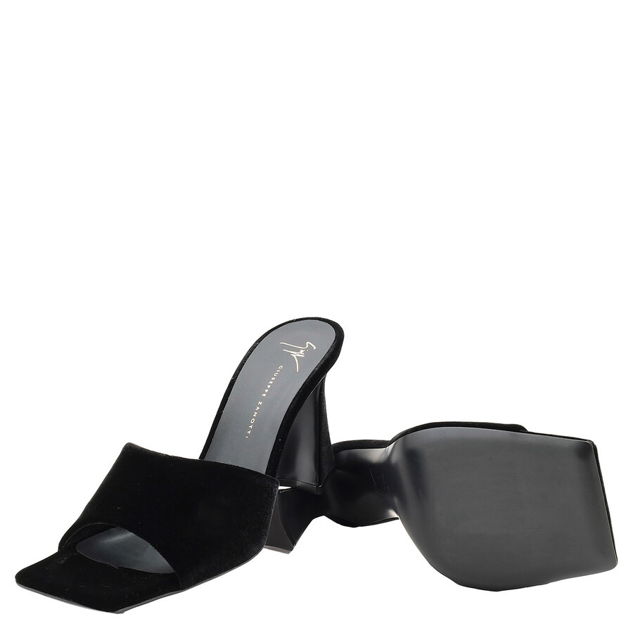 Giuseppe Zanotti Black Solhene Velvet-Effect Mules - 2