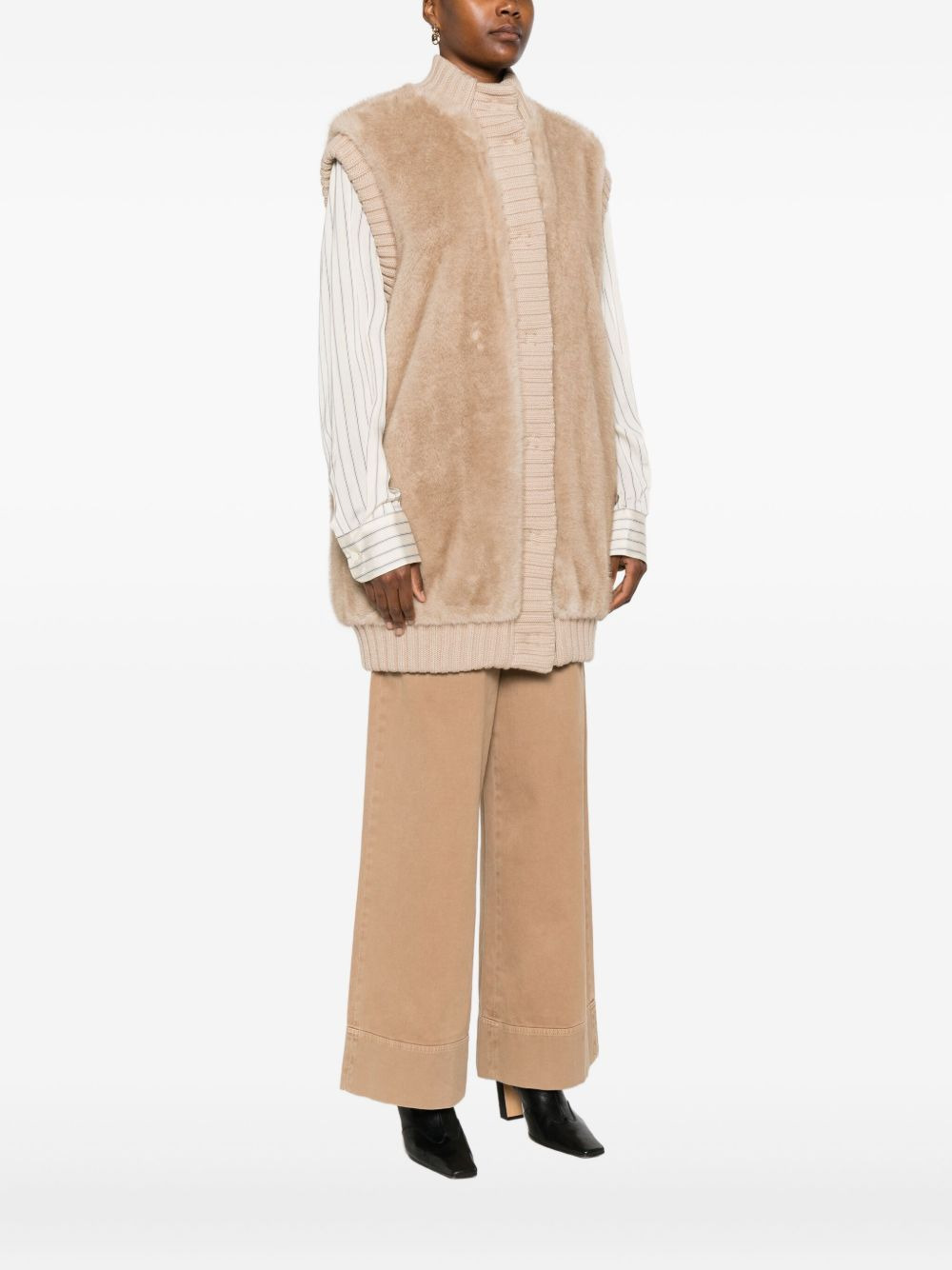 faux-fur knitted gilet - 3