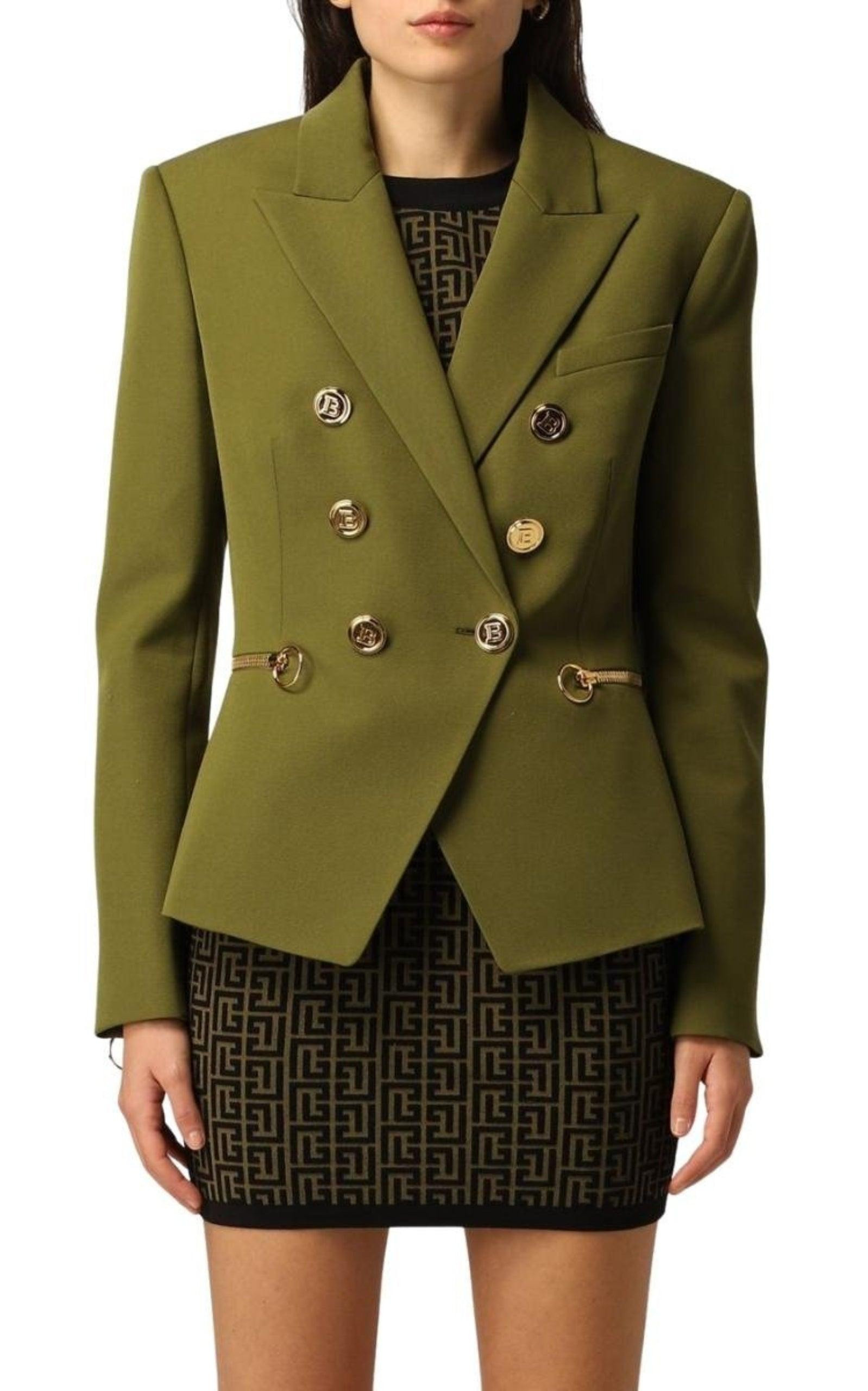 Green Wool Double-breasted Blazer - 3