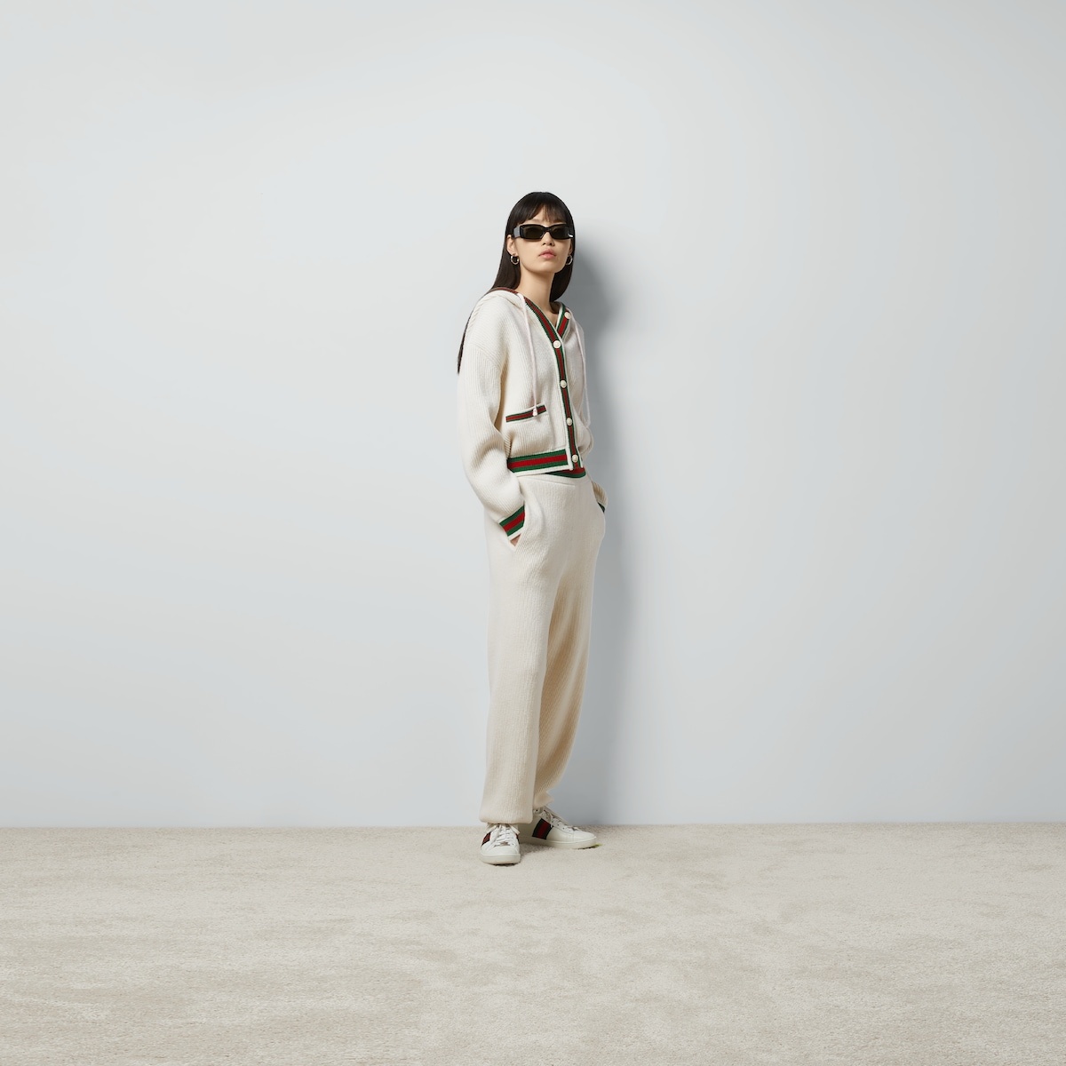 Rib wool pant with Web trim - 2