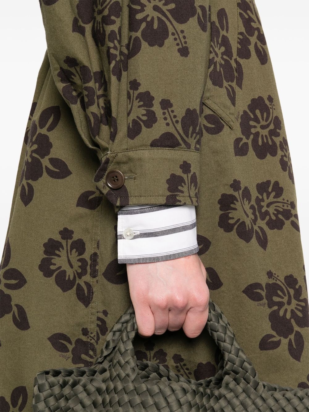 hibiscus-print coat - 5