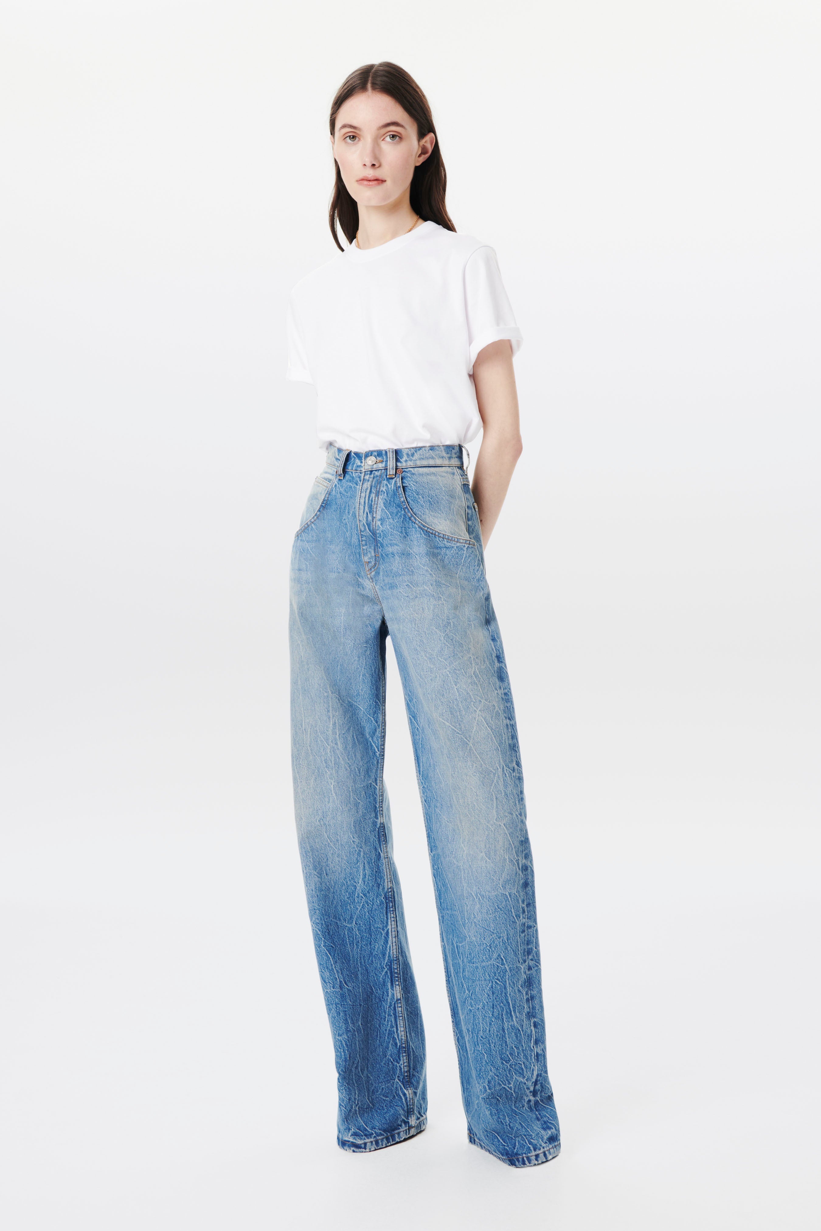Mia Wide Leg Mid Rise Jean in Miami Wash - 2