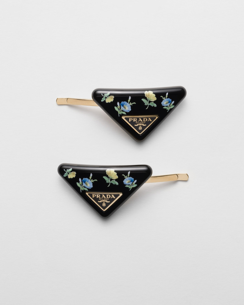 Plexiglas and metal hair barrettes 1