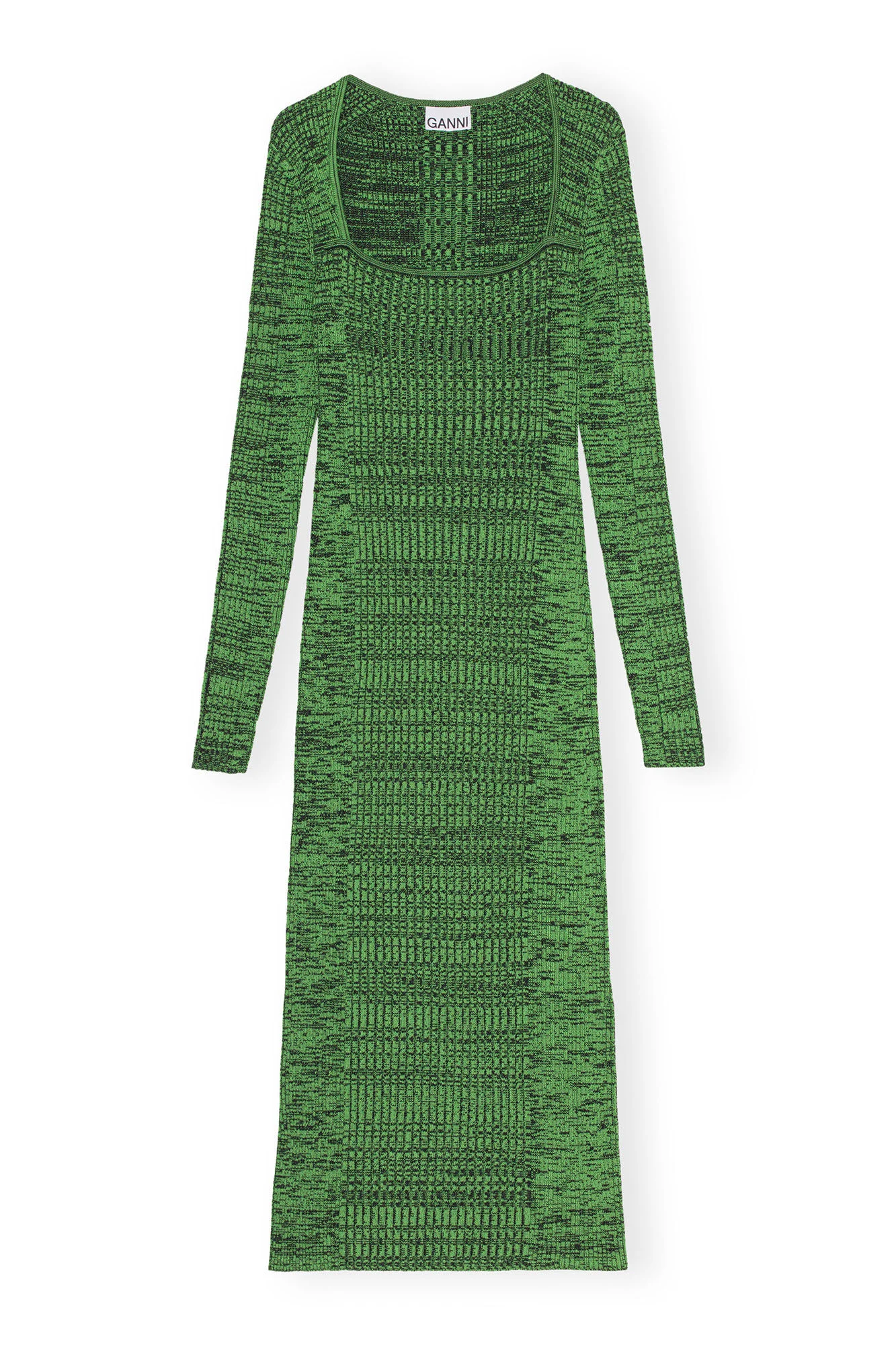 GREEN MELANGE KNIT DRESS - 1