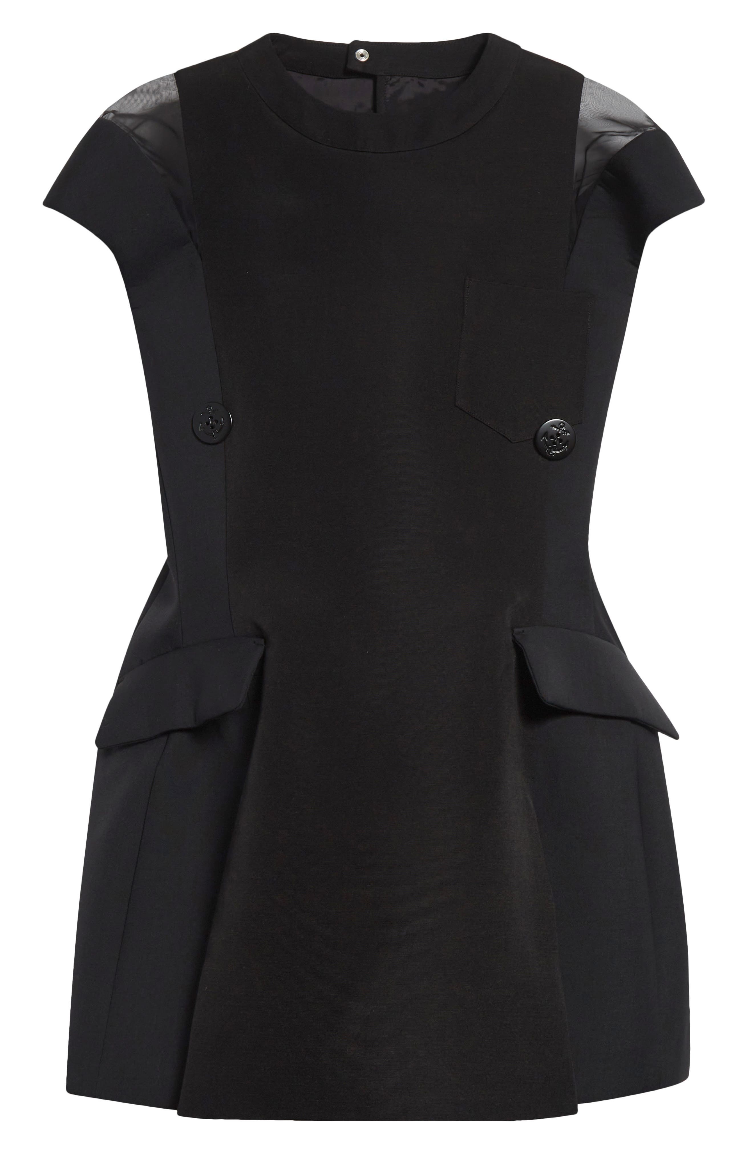 sacai Sacai Short Sleeve Mixed Media Blazer Dress in Black