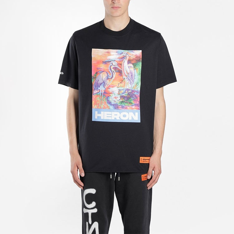 HERON PRESTON SS20 Painting Logo Printing Short Sleeve Unisex Black HMAA013S209140211088 - 4