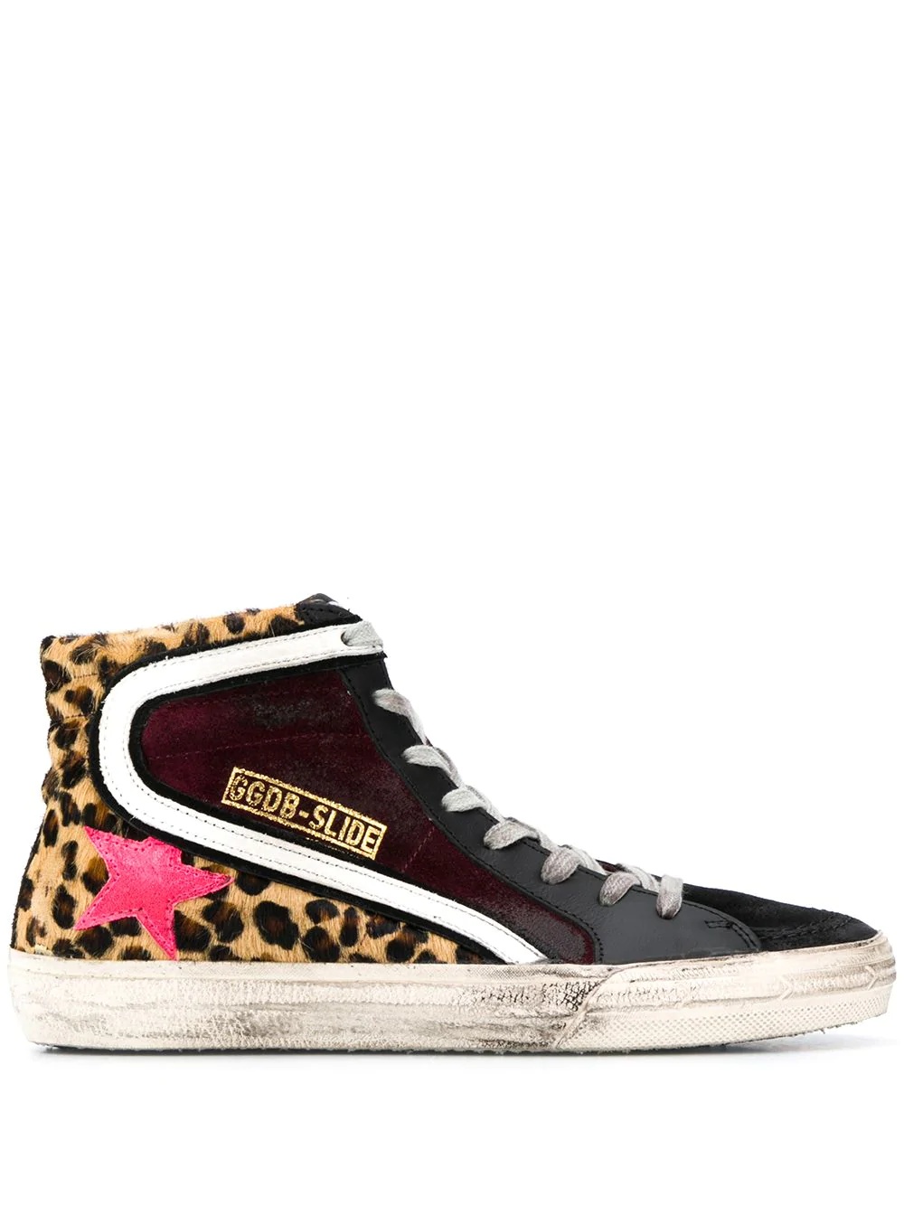 leopard print high top sneakers - 1