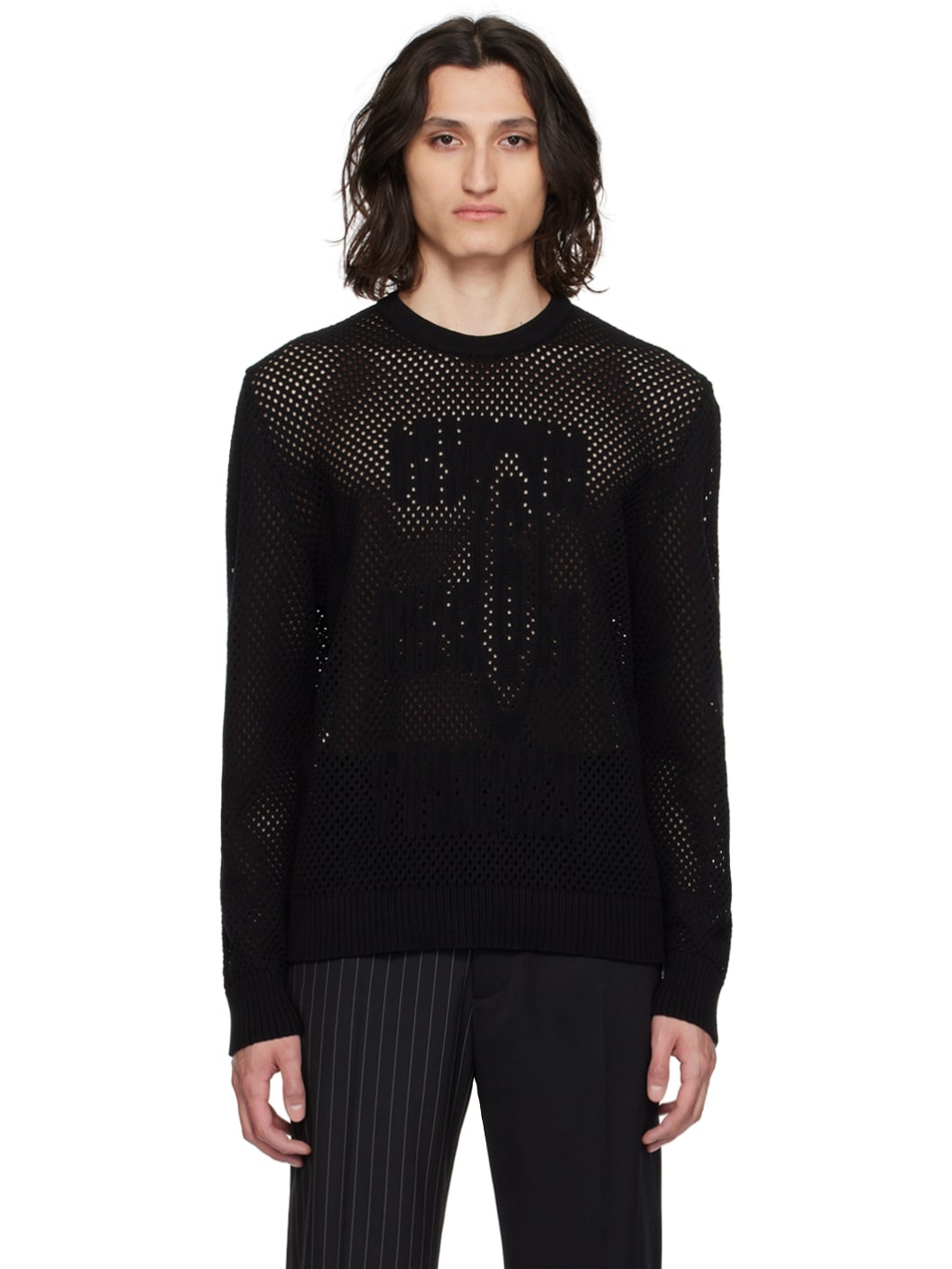 Black Jacquard Sweater - 1