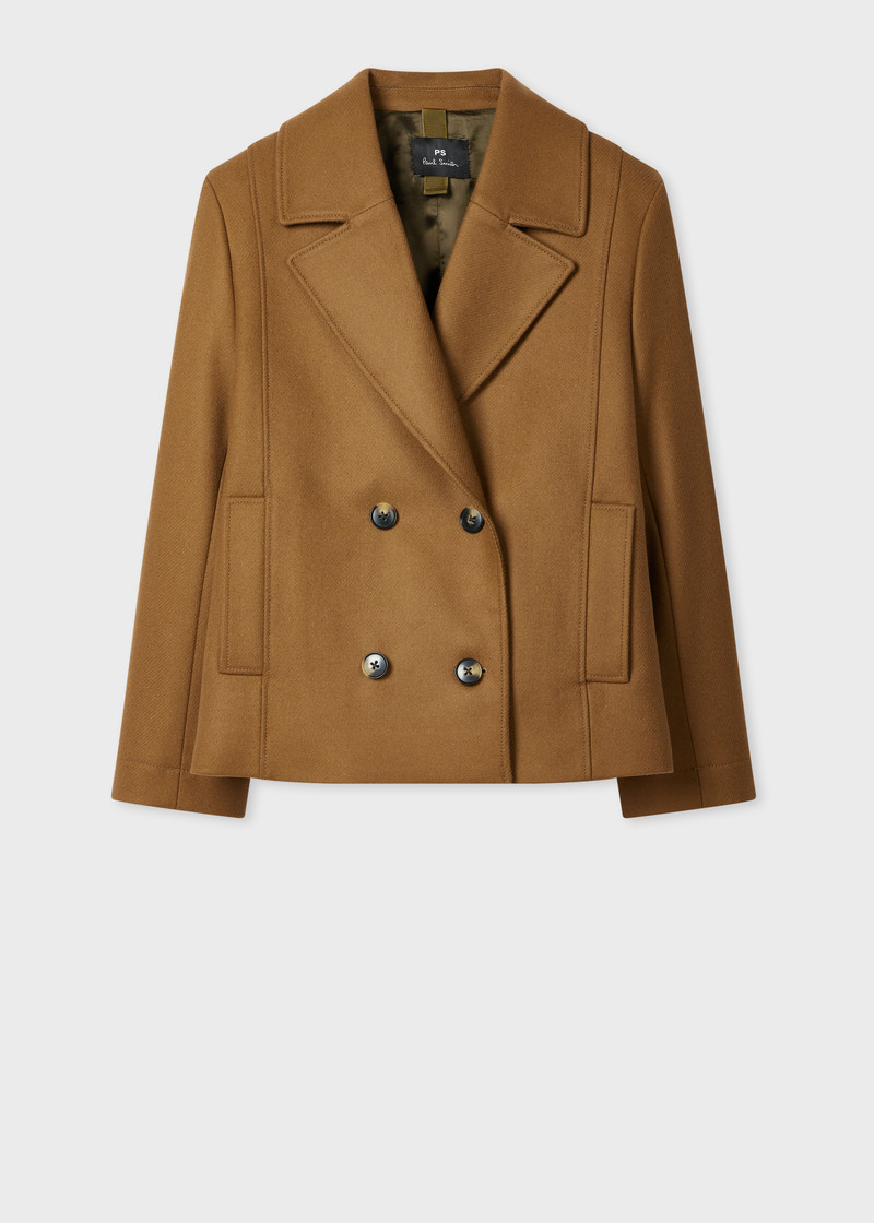 Women's Brown Wool-Cashmere Blend Pea Coat 1