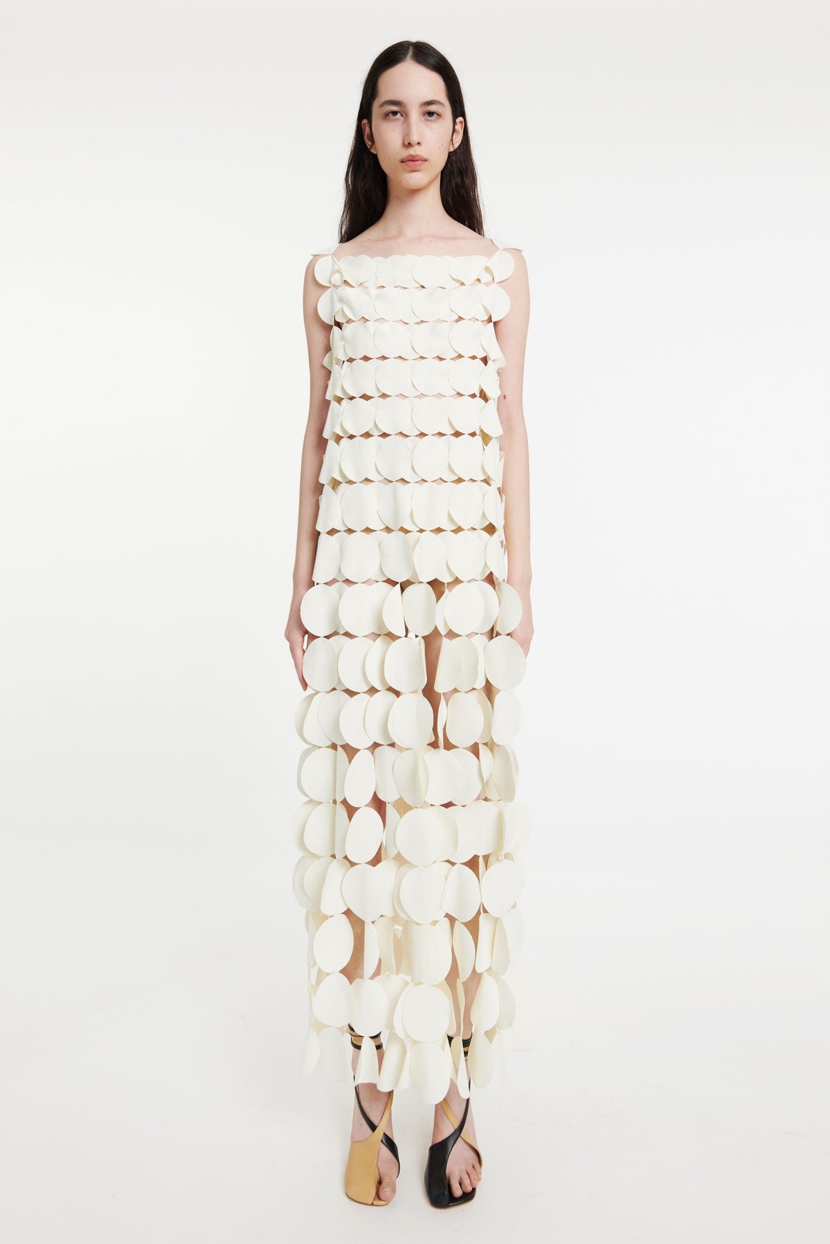 MULTI CIRCLE DOUBLE LAYERED DRESS IVORY - 7