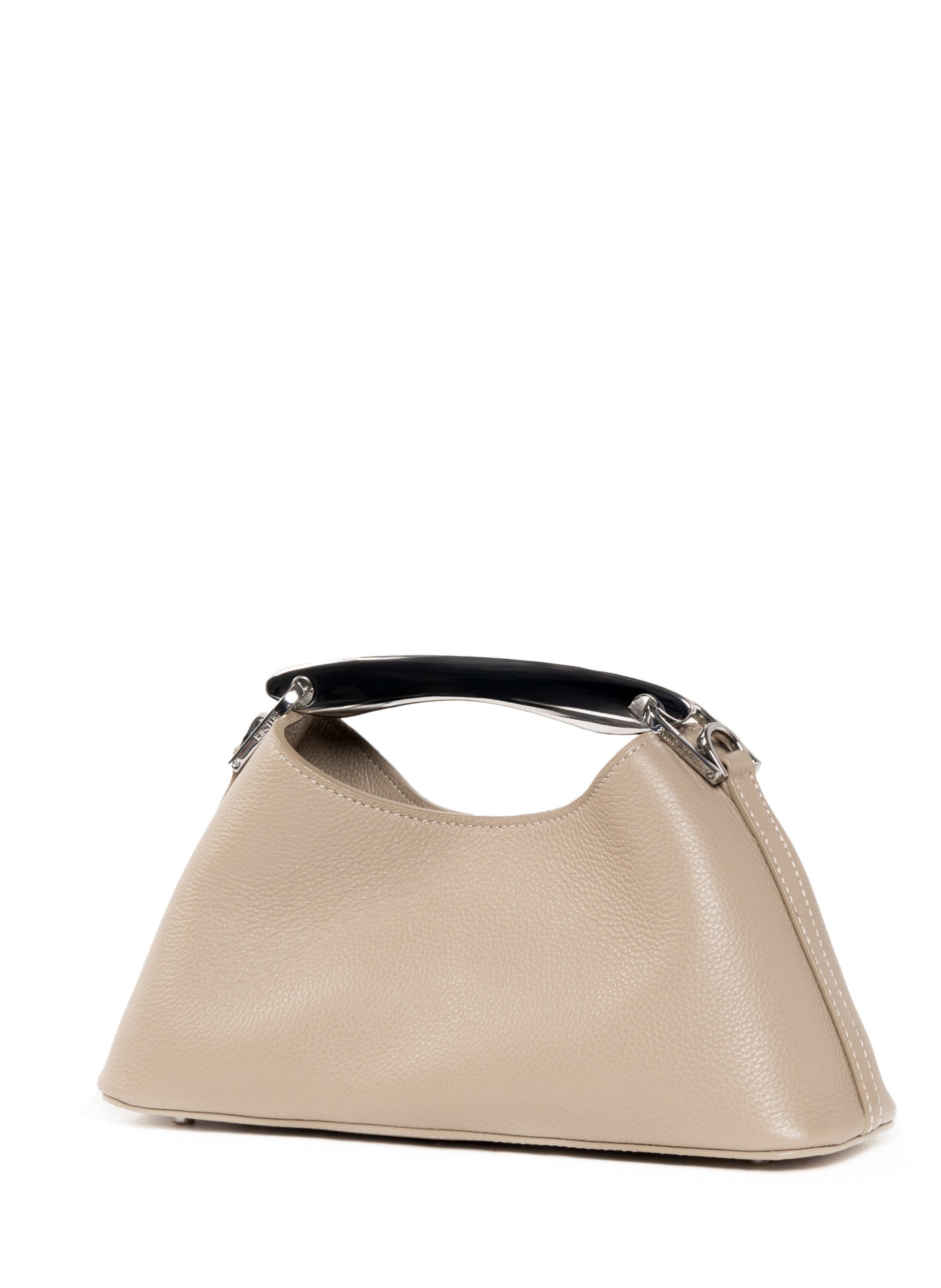 Mini Boomerang Pebbled Leather Taupe - 3