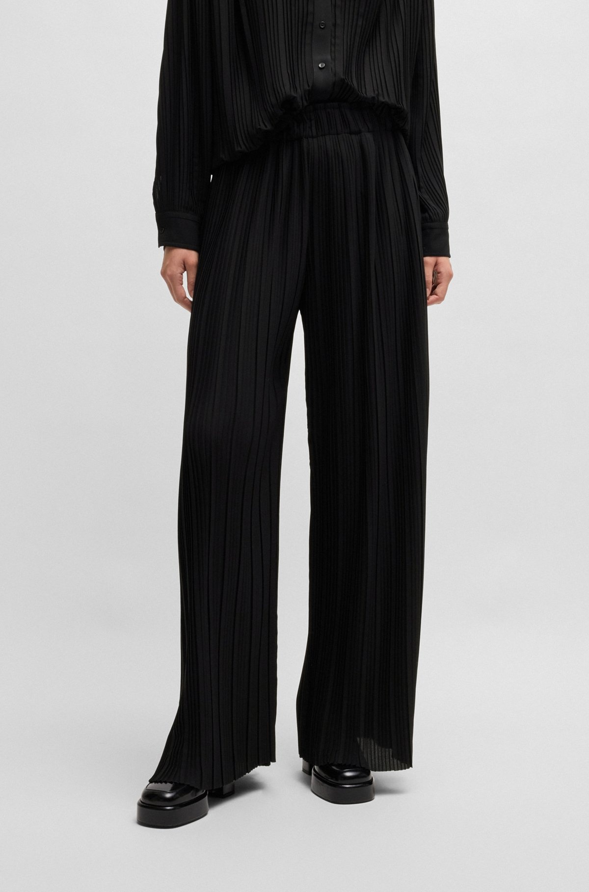 REGULAR-FIT HIGH-RISE TROUSERS IN PLISSÉ CREPE - 2