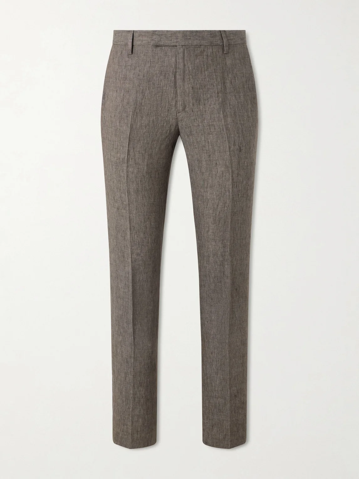 Straight-Leg Pleated Linen Suit Trousers - 1