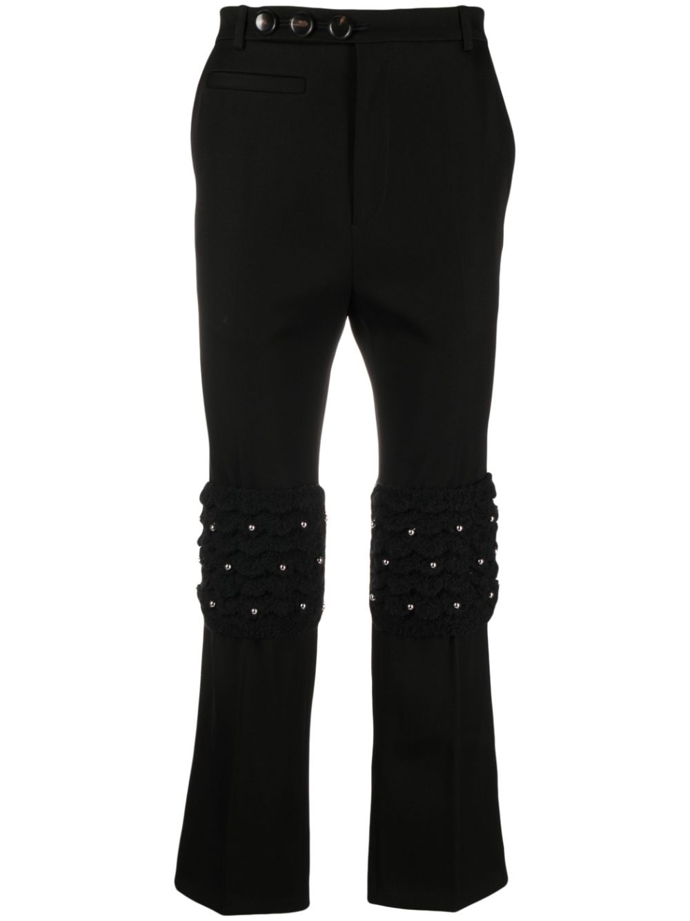 cropped crystal-embellished flared trousers - 1