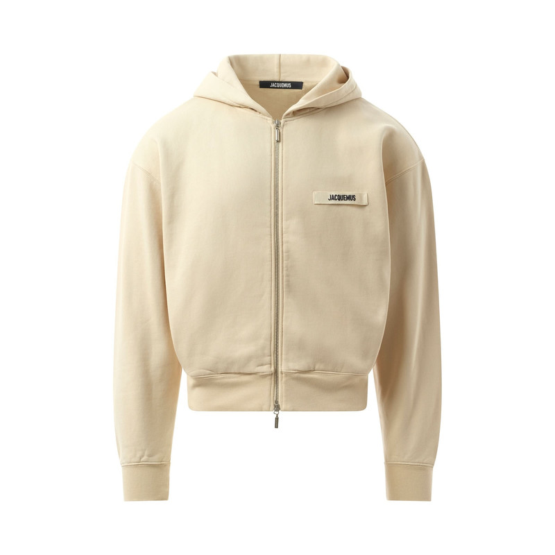 JACQUEMUS Le Hoodie Zip Gros Grain in Beige outlook