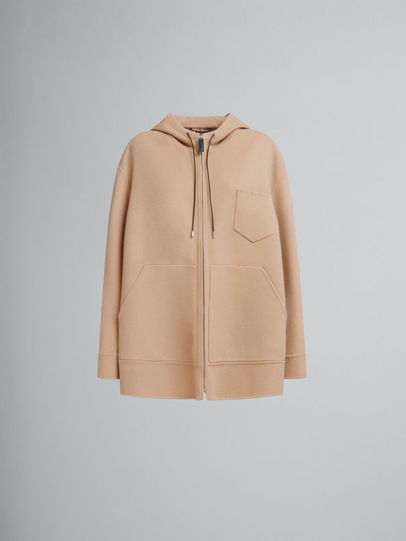 BEIGE WOOL-CASHMERE PARKA WITH MARNI MENDING - 1