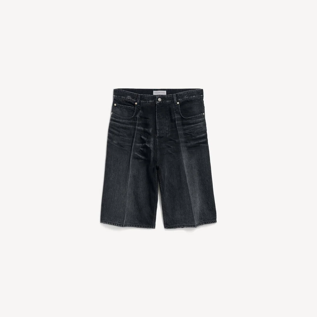 Men's Denim Stay Press Shorts in Black - 1