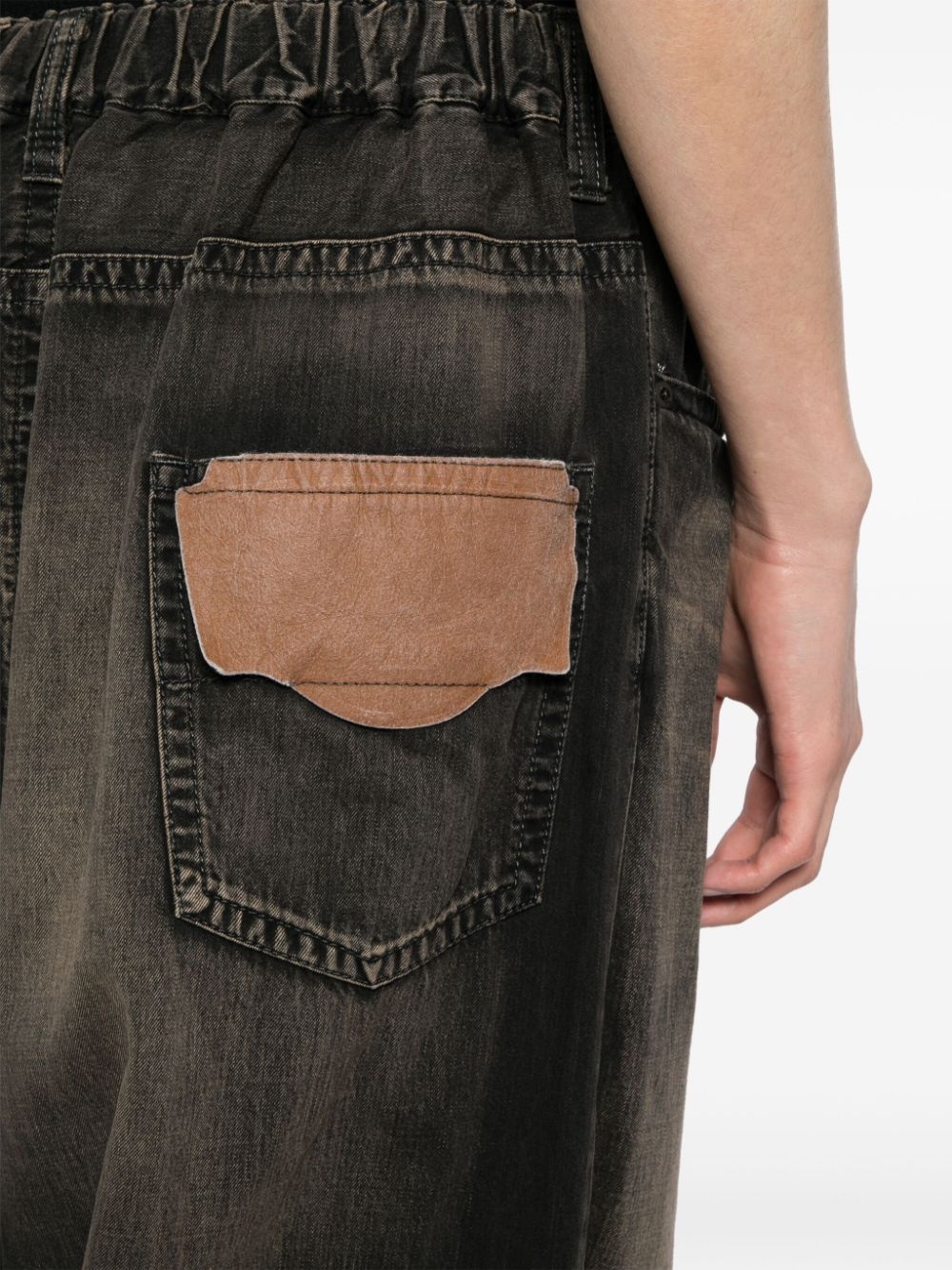 contrasting panel mid-rise wide-leg jeans - 5