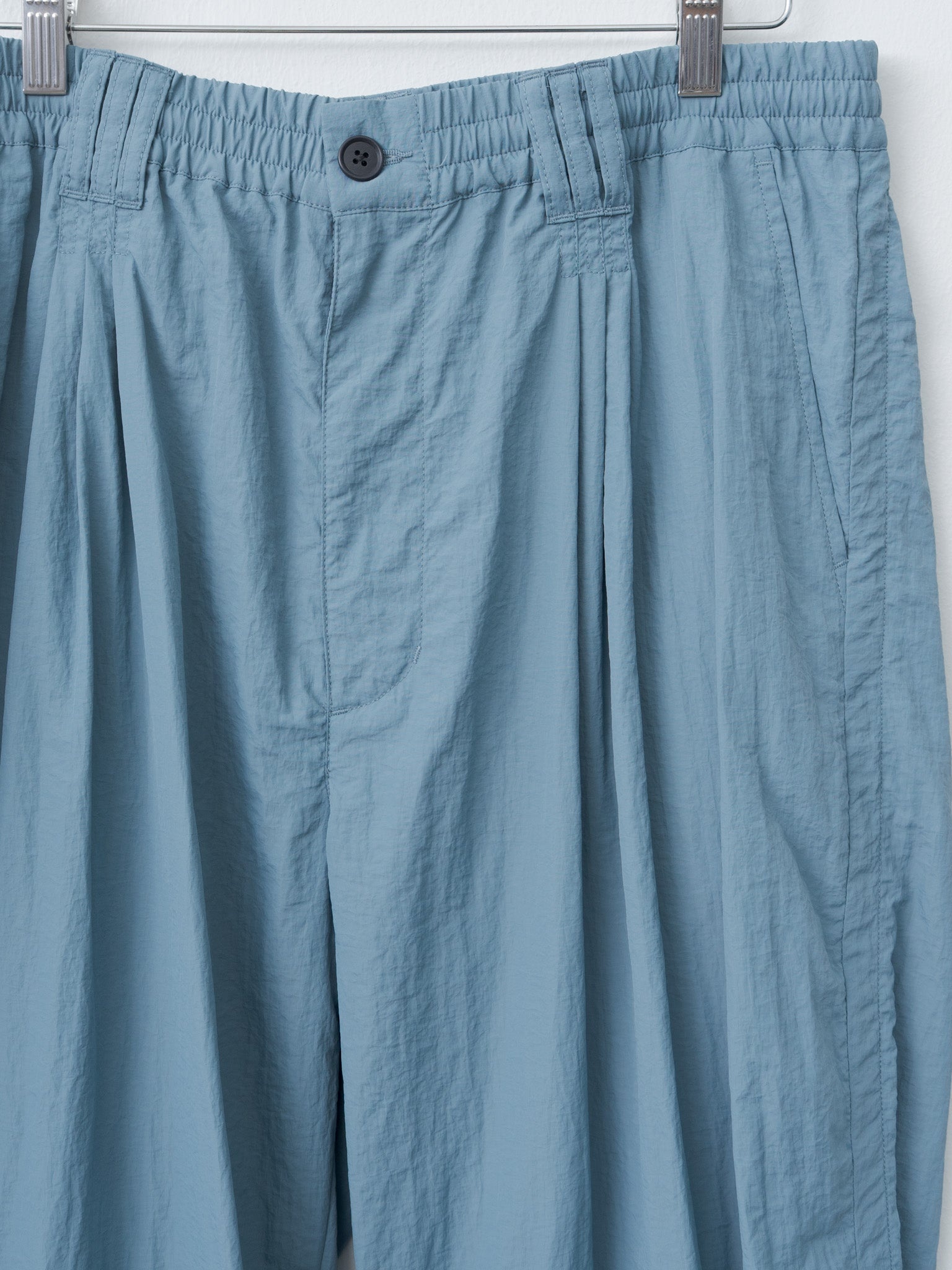 Nylon Pleated Easy Trousers - Fog Blue - 4