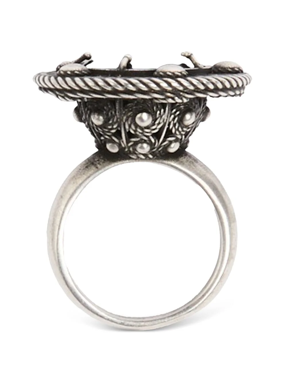 engraved stone-embellished ring - 1