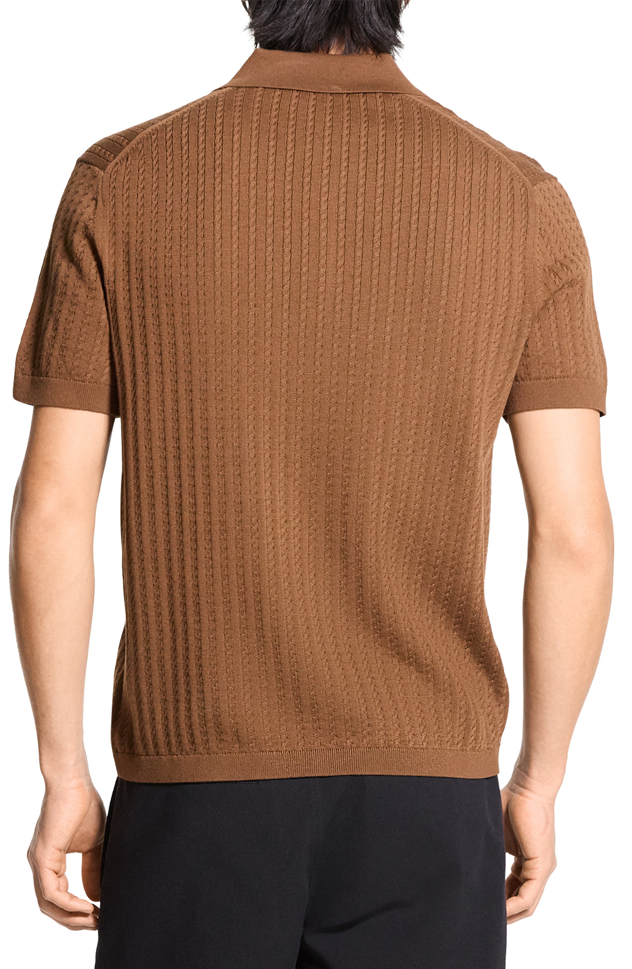 Theory Cable Short Sleeve Cotton Blend Polo Sweater in Deeptbcco at Nordstrom - 2