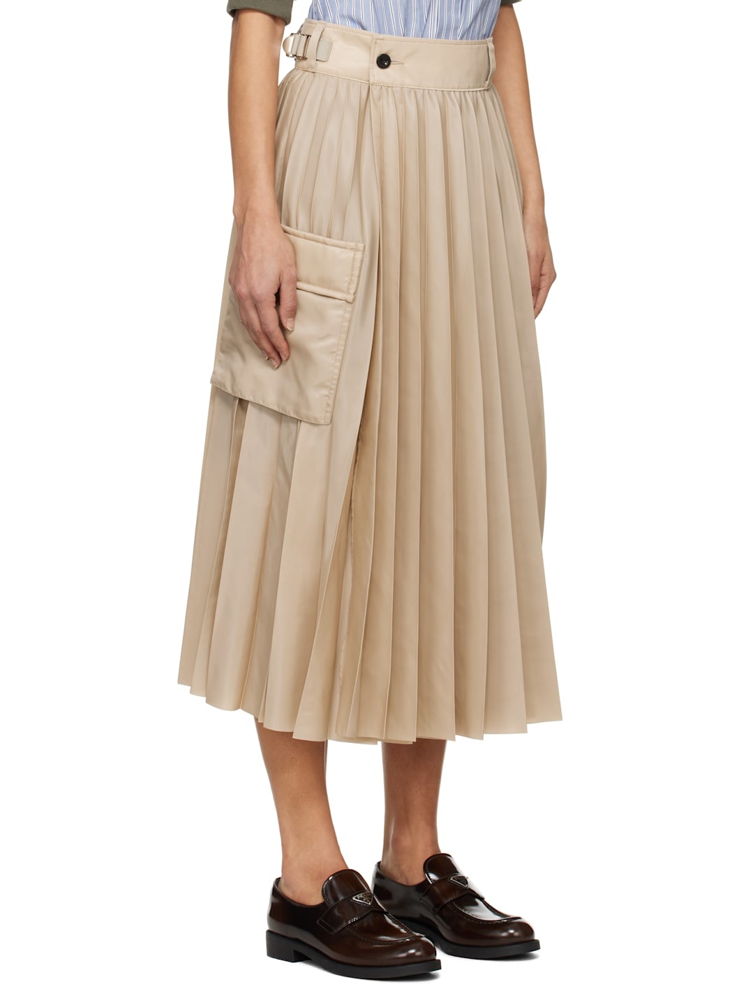 Beige Twill Midi Skirt - 2