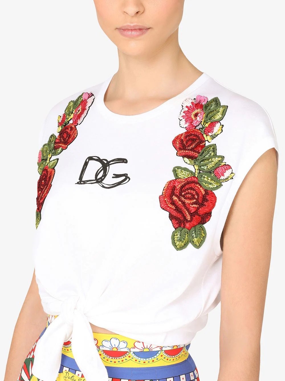 floral-appliqué logo crop top - 5