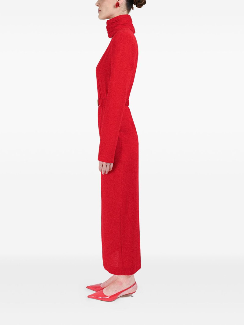 draped-collar belted dress 5