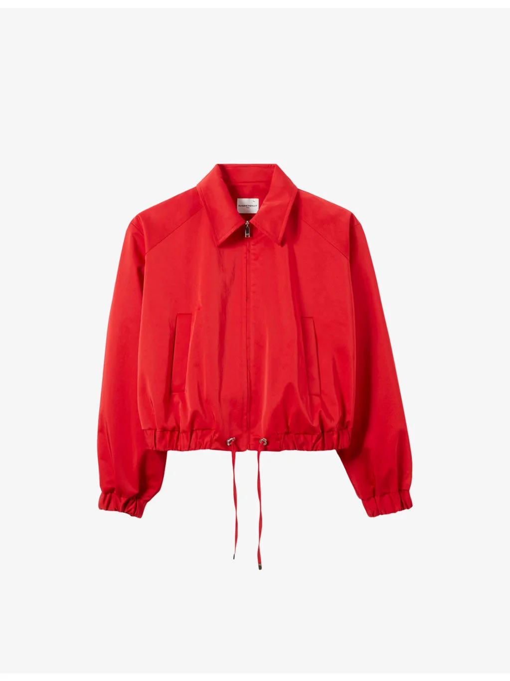 Cropped Side-Pocket Satin Jacket - 1