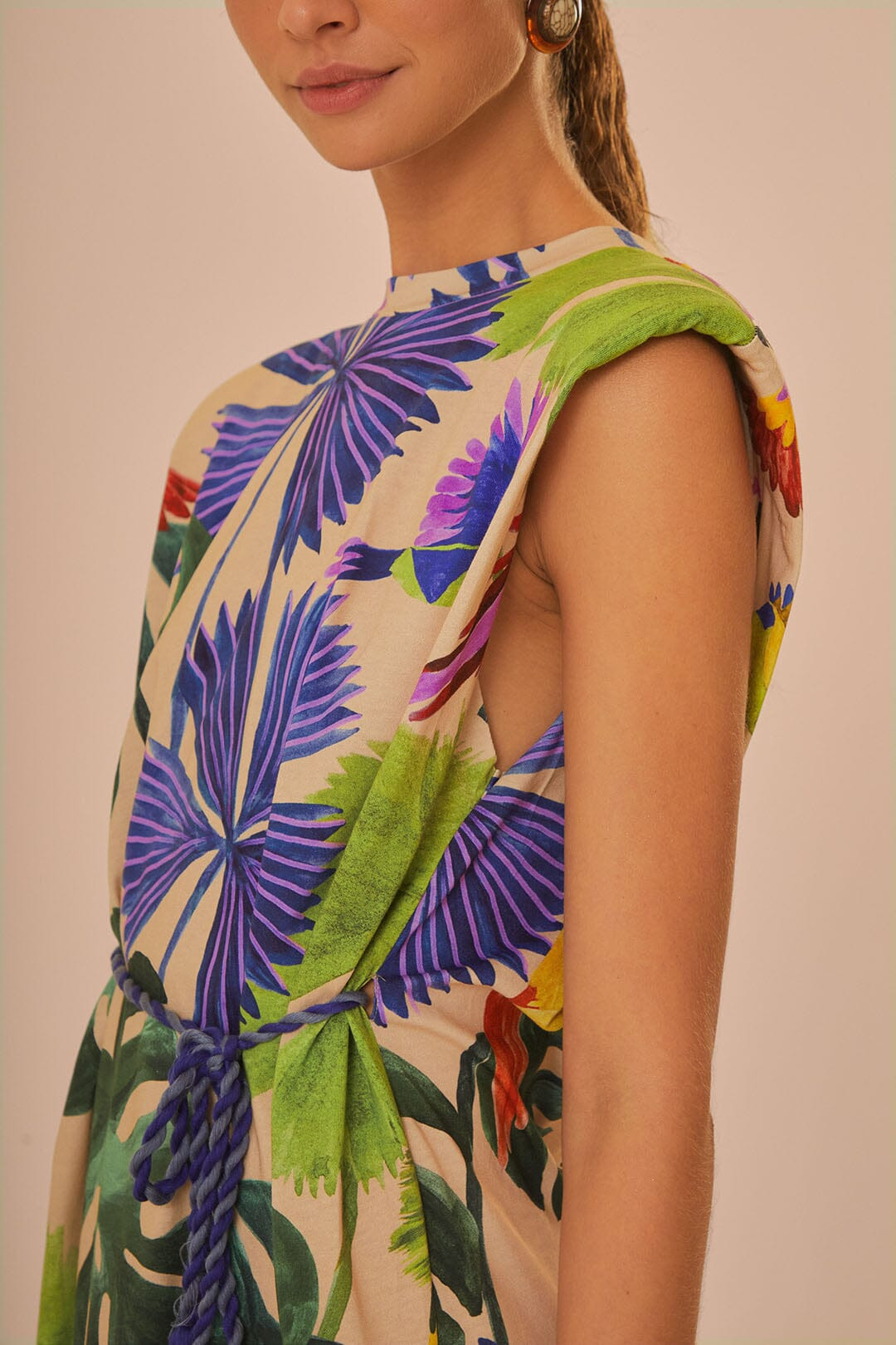 Sand Macaw Jungle Organic Cotton T-Shirt Dress - 3