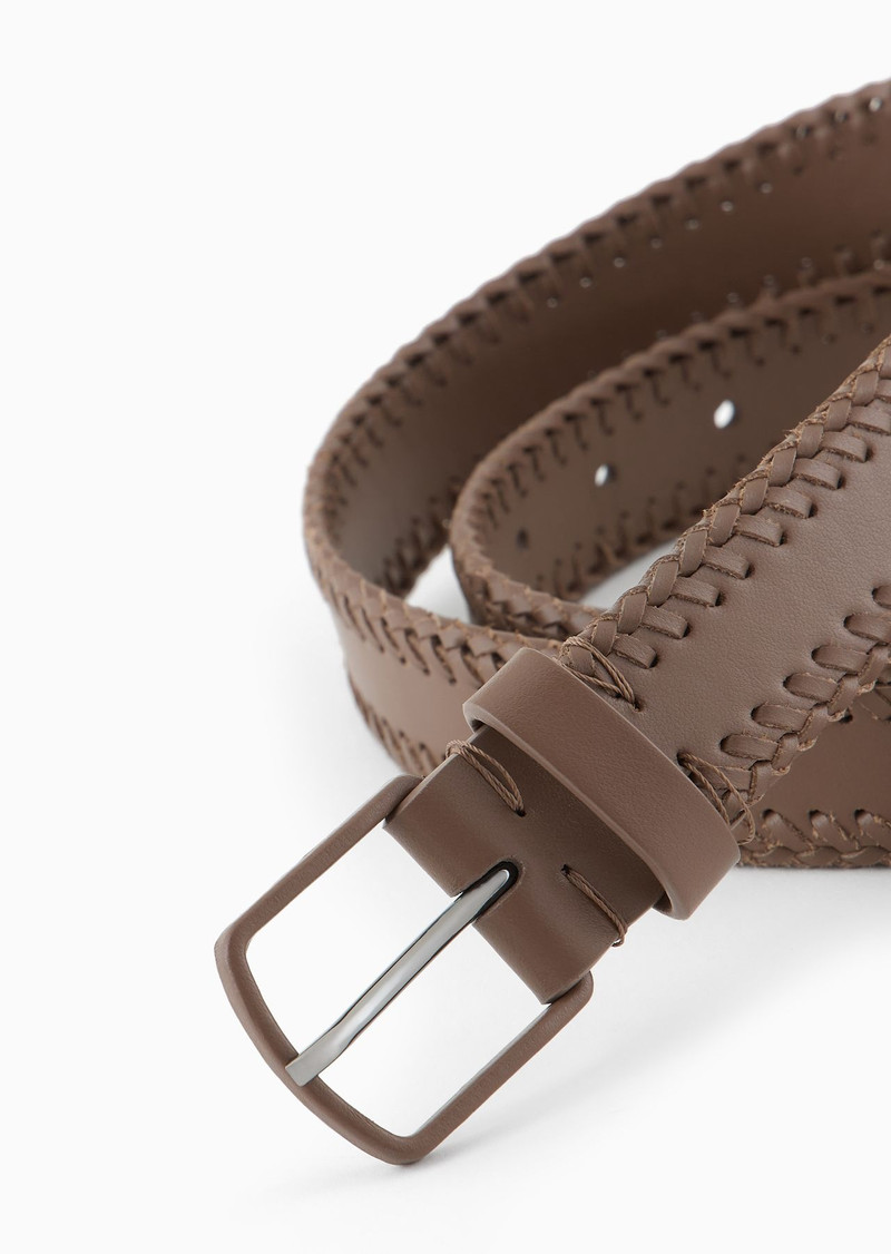 GIORGIO ARMANI Leather belt with threading outlook
