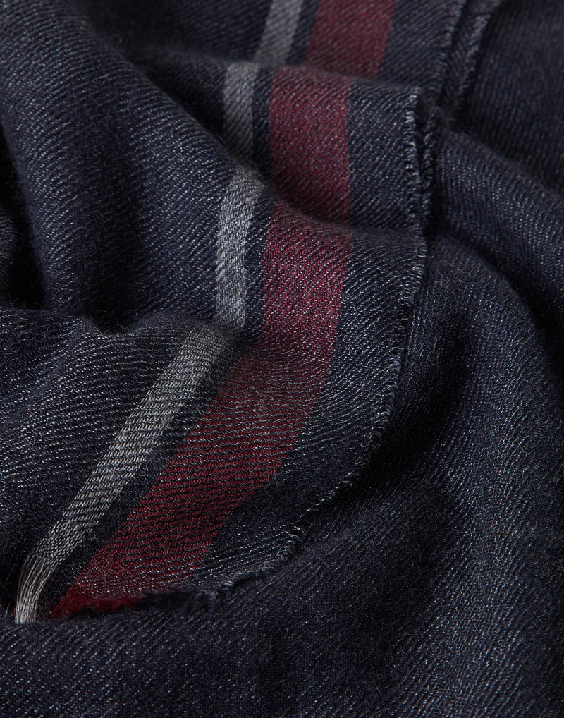 Cashmere and silk batavia scarf with two-tone stripe edge 3