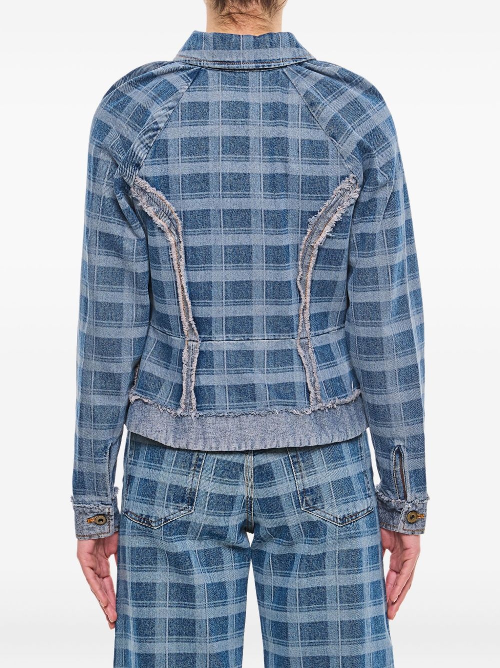 checked denim jacket - 3