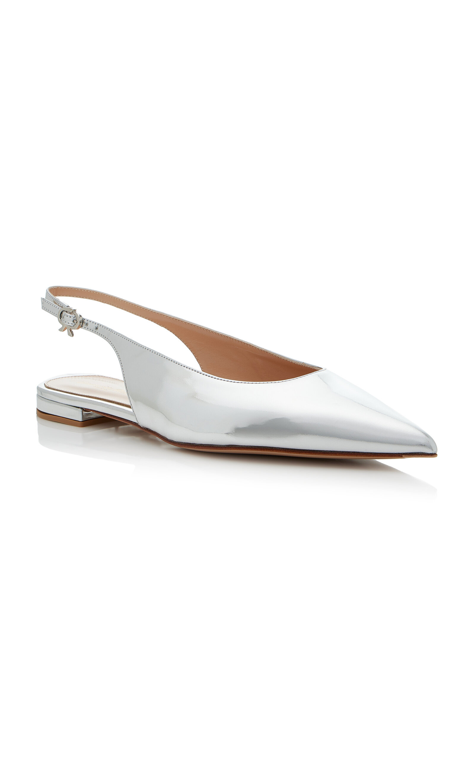 Robbie Metallic Leather Slingback Flats silver - 4