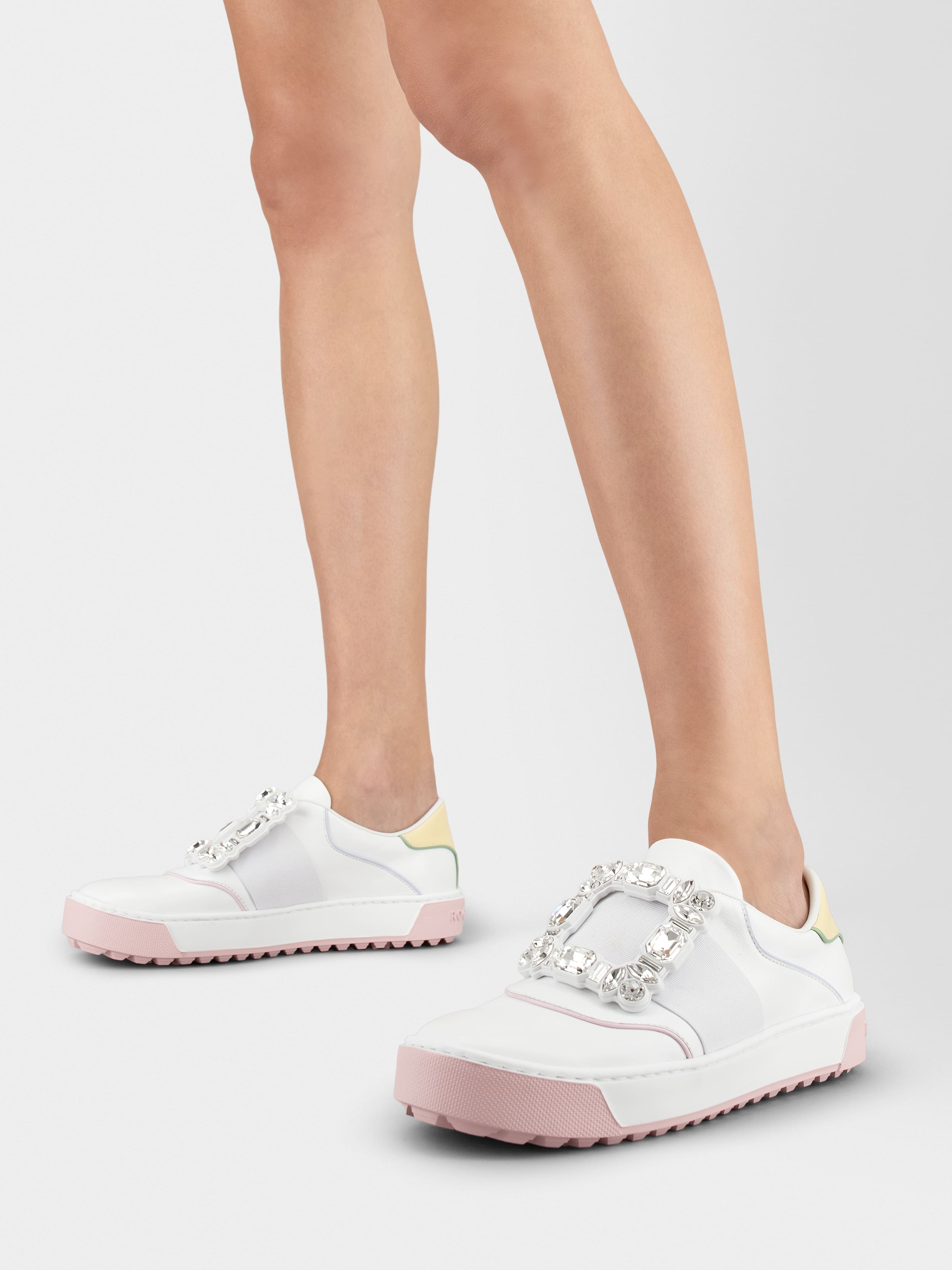 Very Vivier Strass Buckle Sneakers in Leather - 8