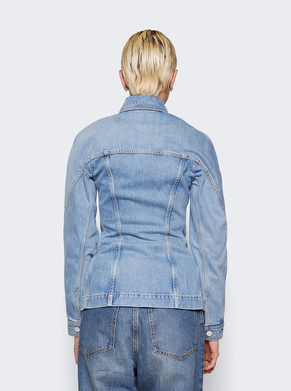 Fitted Denim Jacket Blue - 5