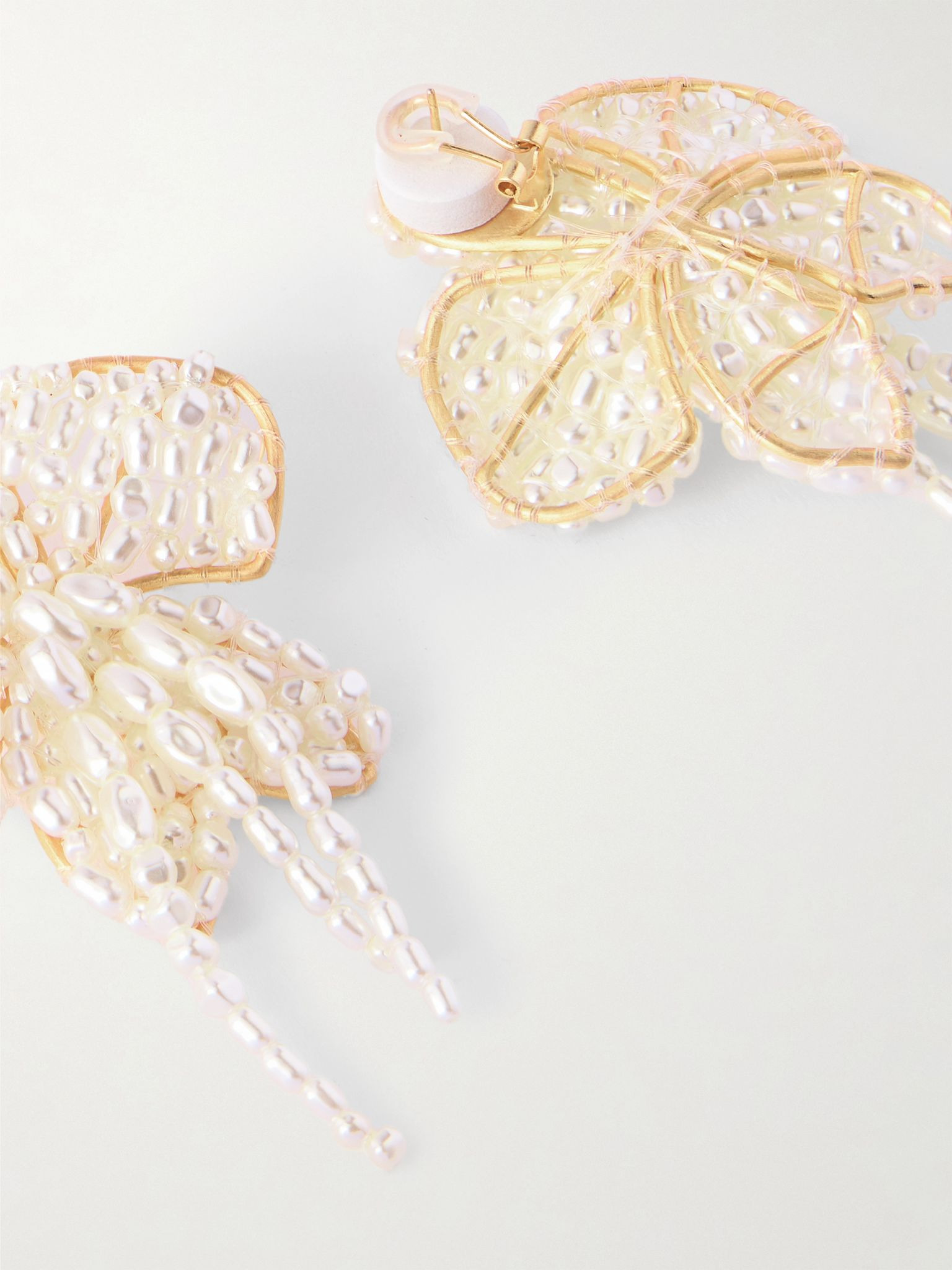 Amina gold-tone faux pearl earrings Off-white - 3