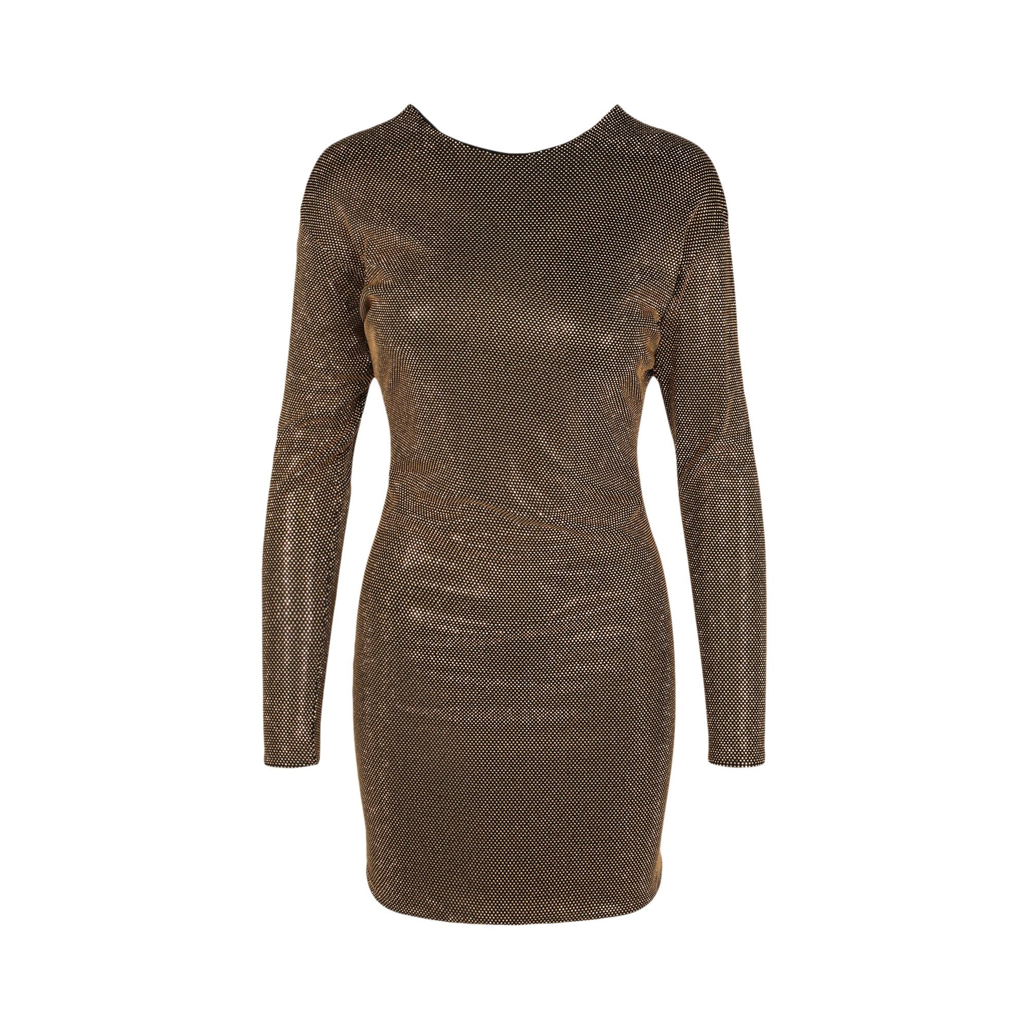 Versace Embroidered Long-Sleeve Mini Dress 'Black' - 1