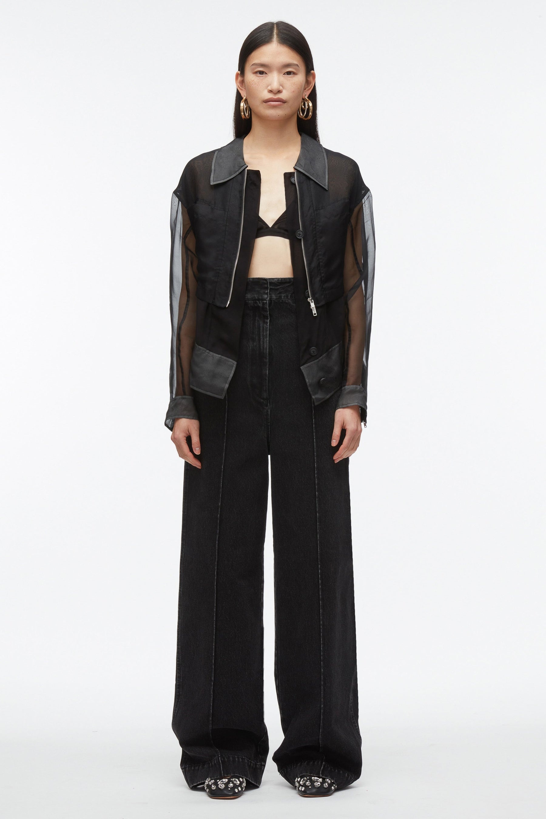 Organza Belted Flounce Utility Jacket - 6