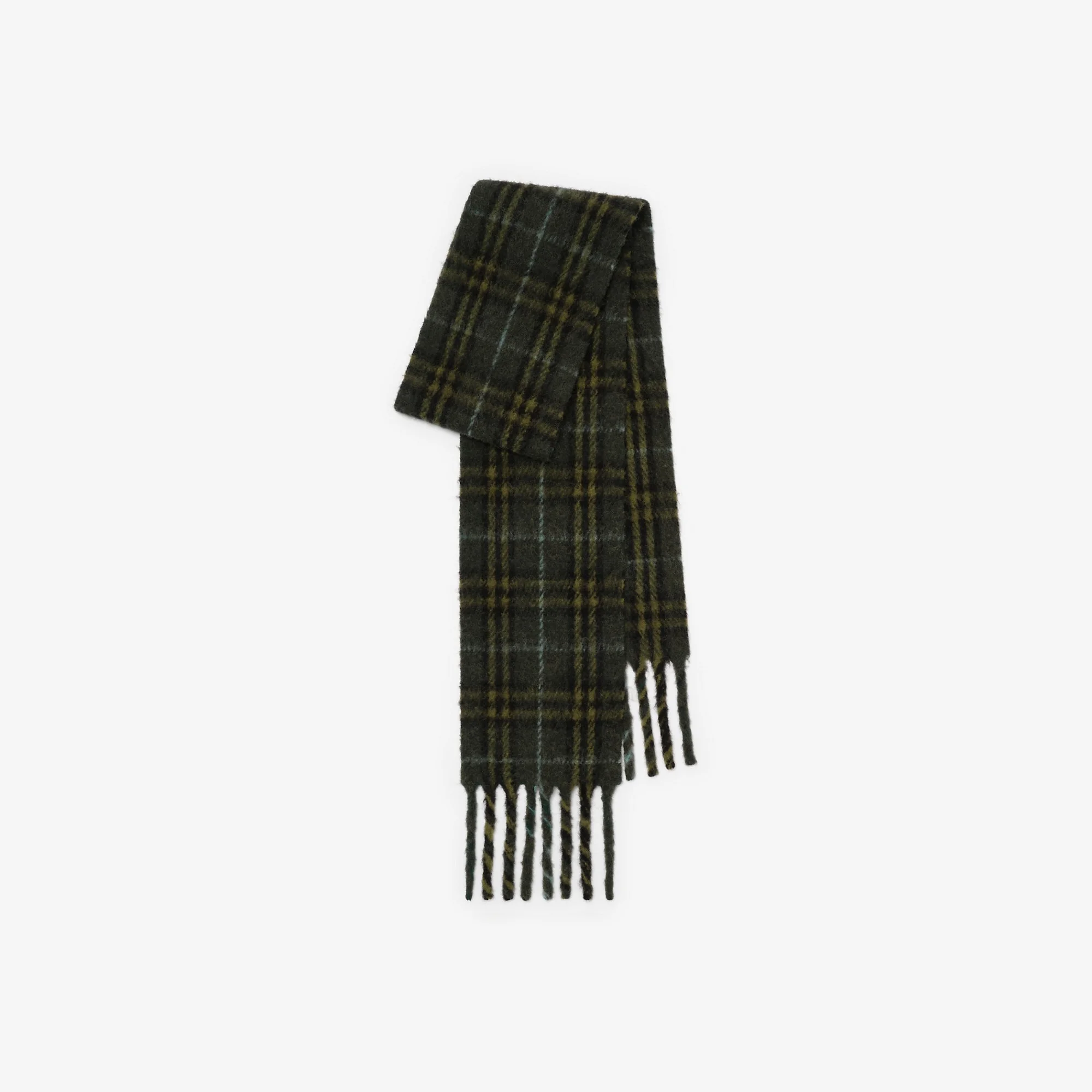 Narrow Check Alpaca Wool Blend Scarf - 1
