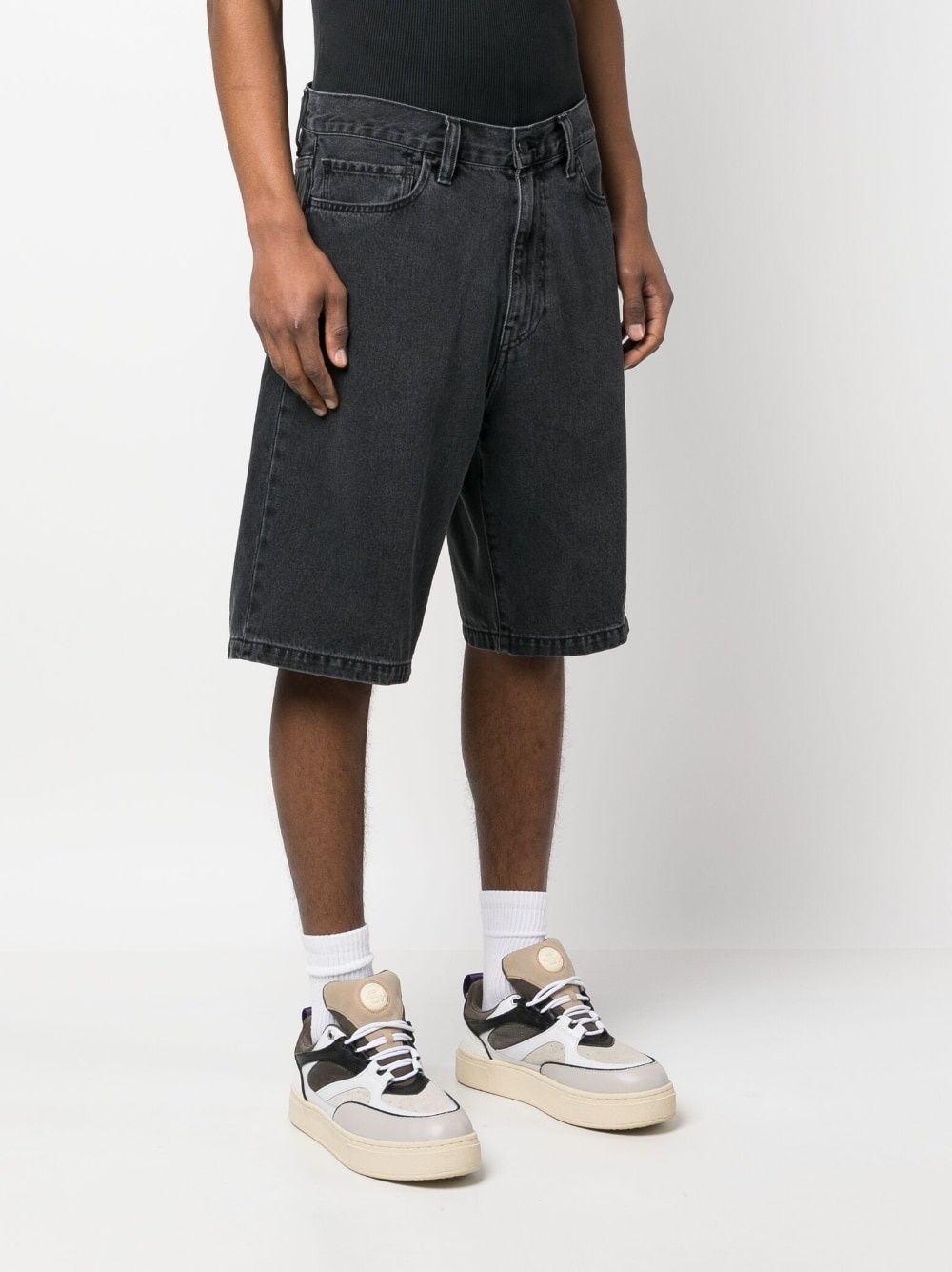 logo-detail denim shorts - 3
