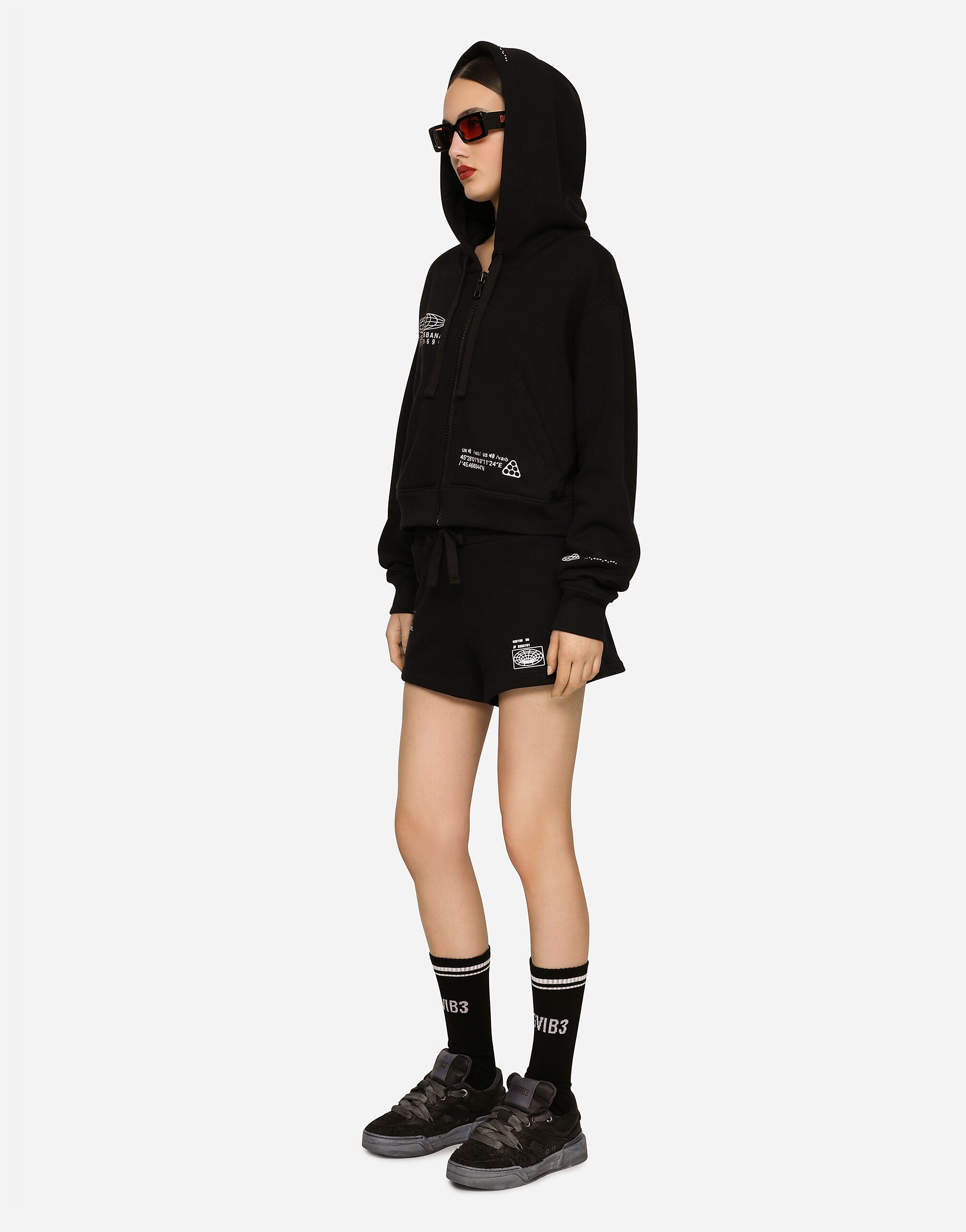 Long-sleeved cotton jersey hoodie DGVIB3 - 5