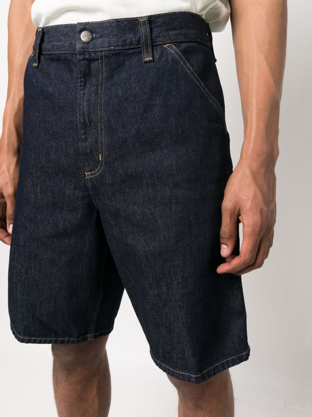 logo-patch denim cargo shorts - 5