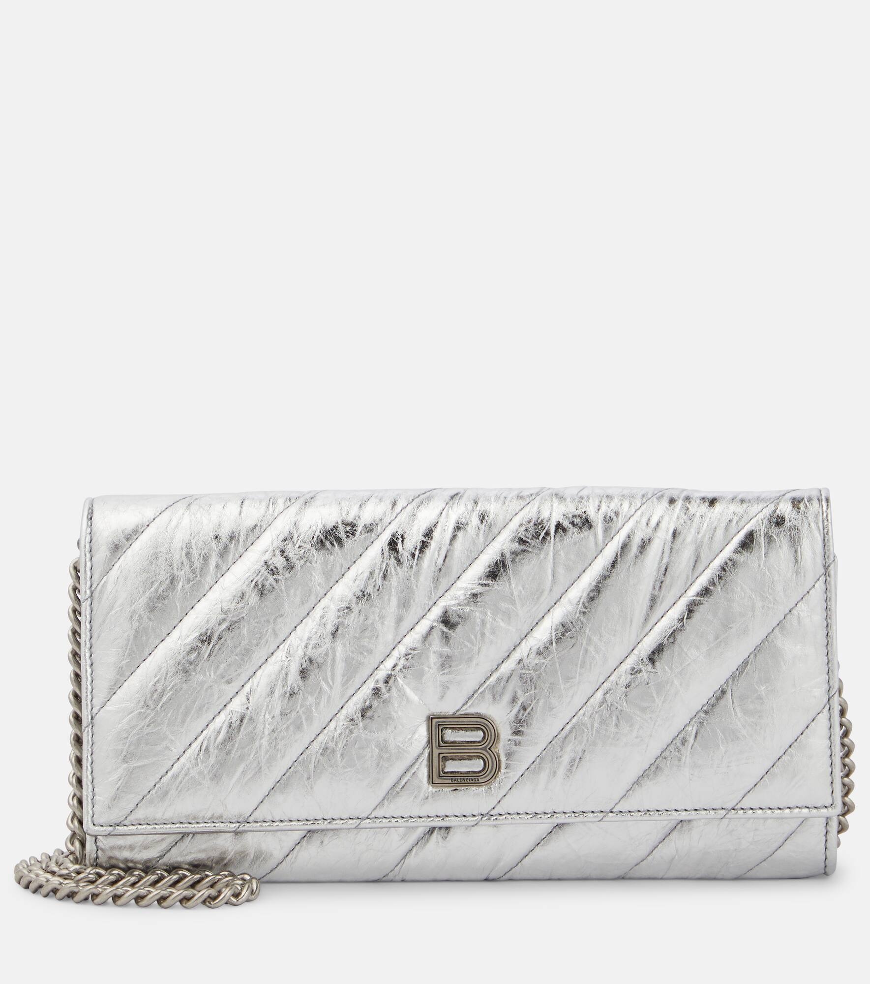 Crush metallic leather wallet on chain - 1