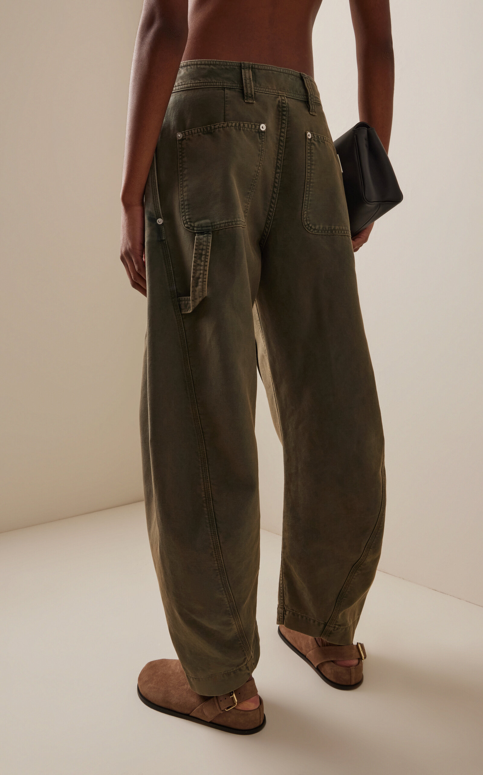 Twisted Seam Cotton Trousers green - 5