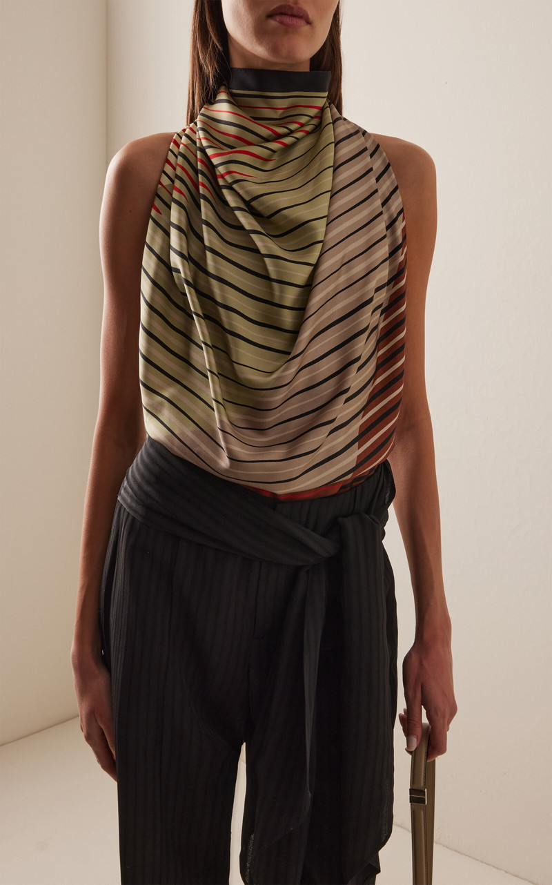 KALLMEYER Fluted Silk-Twill Scarf Top multi outlook