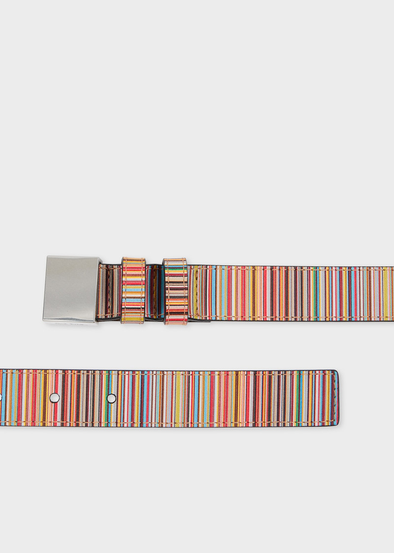 Leather 'Signature Stripe' Belt - 1