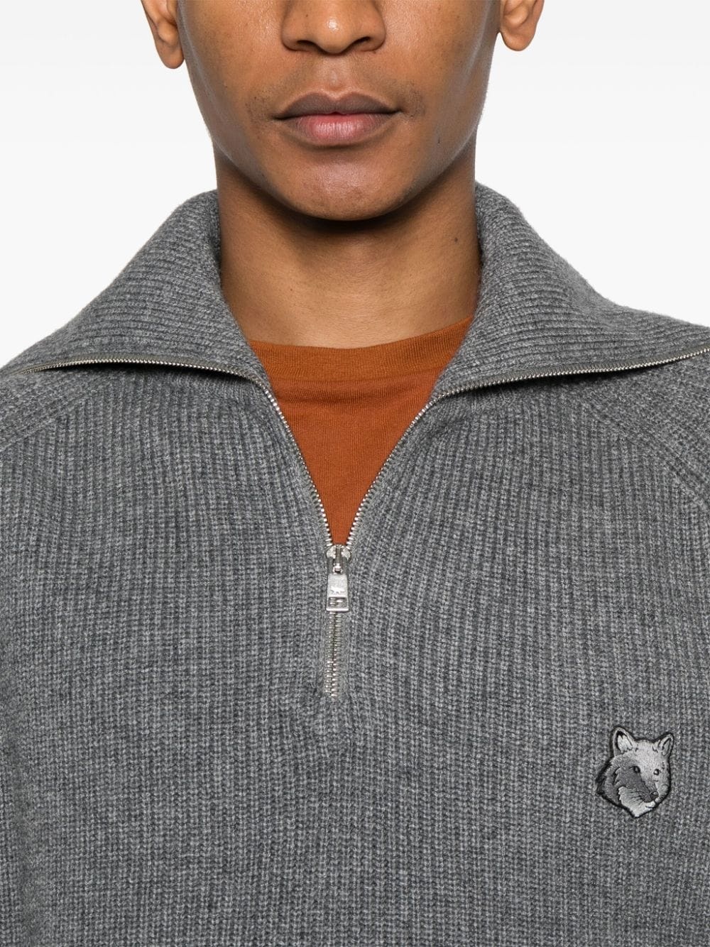 Bold Fox Head-patch ribbed sweater - 5